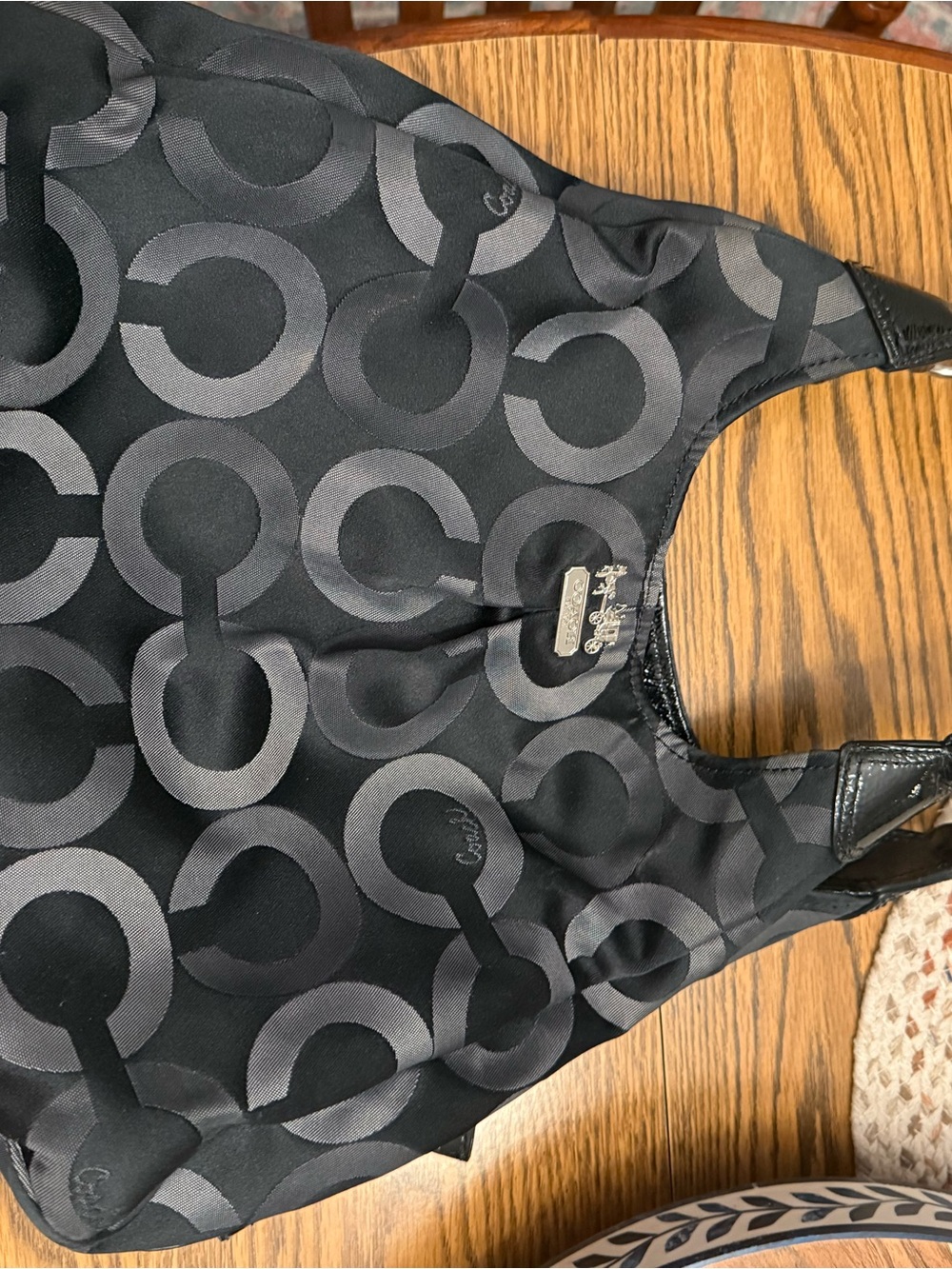Coach Black and Charcoal Signature Hobo Tote